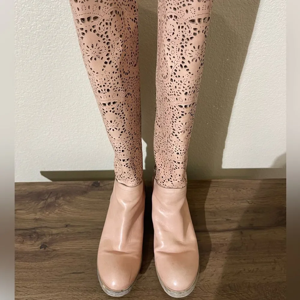 Sundance Pink Over the Knee Boots